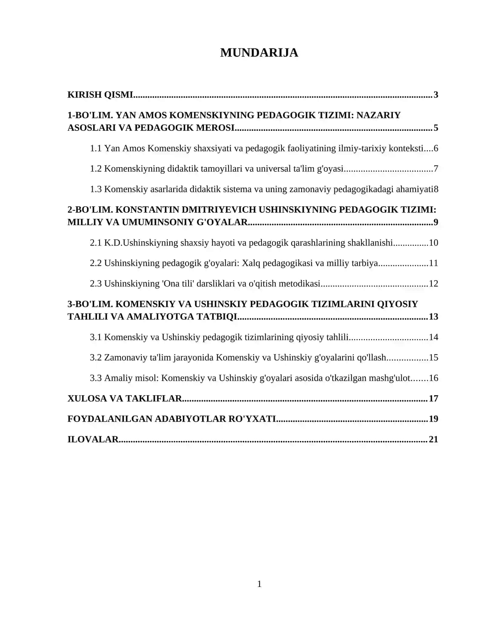 Yan Amos Komenskiy pedagogik tizimi. K.D.Ushenskiyning pedagogik tizimi 2