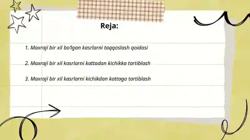 Kasrlarni taqqoslash 2