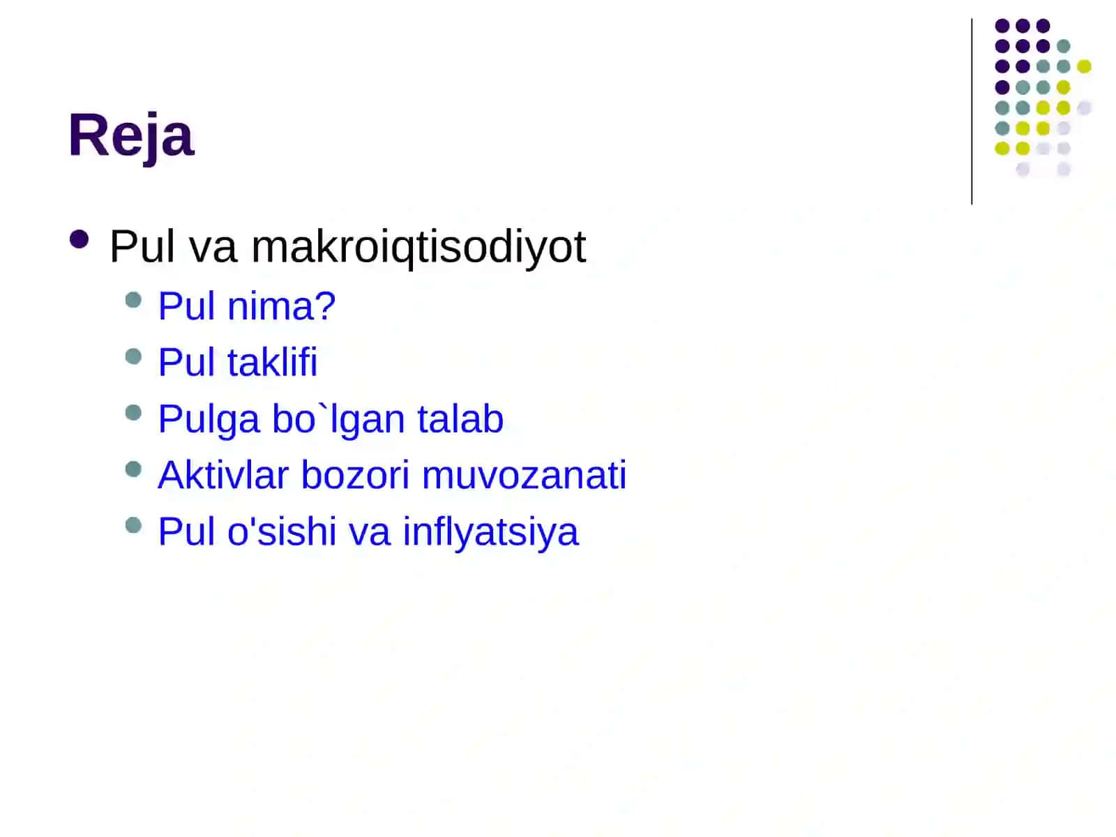 Aktivlar bozori, pul va narxlar 2