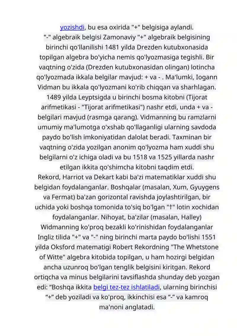 Arifmetik amallarning paydo bo'lish tarixi 2