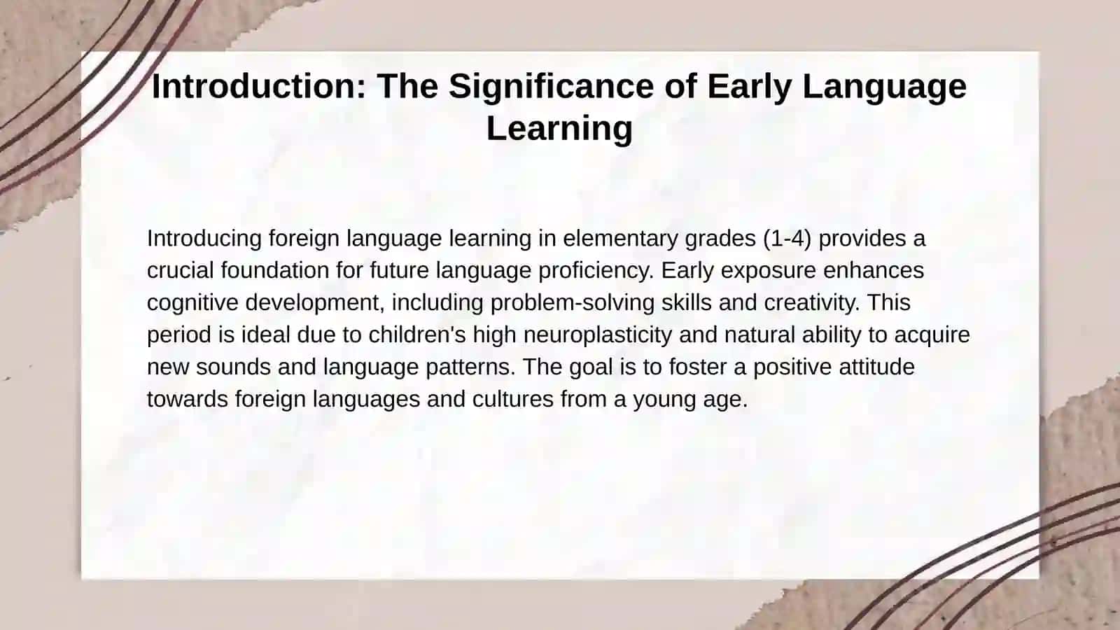 Theoretical Foundations of Early Foreign Language Instruction (Grades 1-4) 2