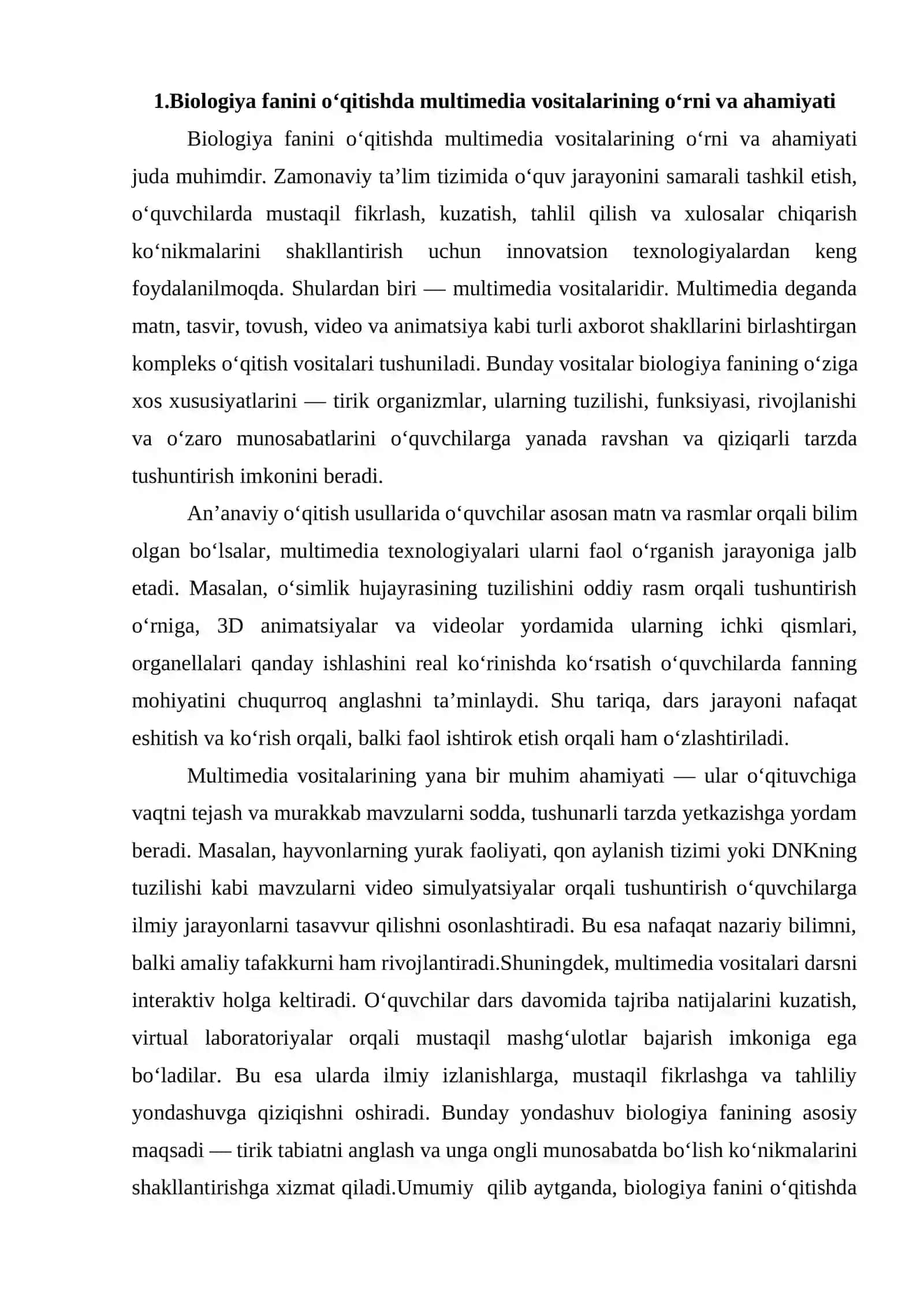 Biologiya fanini o‘qitishda multimedia vositalaridan foydalanishning afzalliklari 2