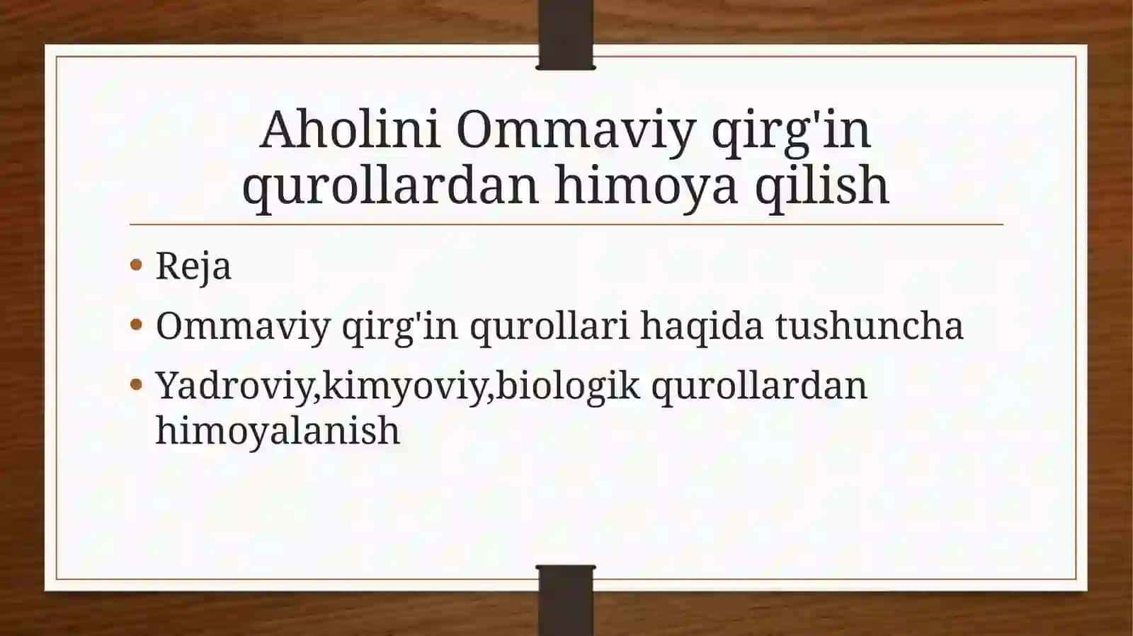 Ommaviy qirg'in qurollardan himoya qilish 2