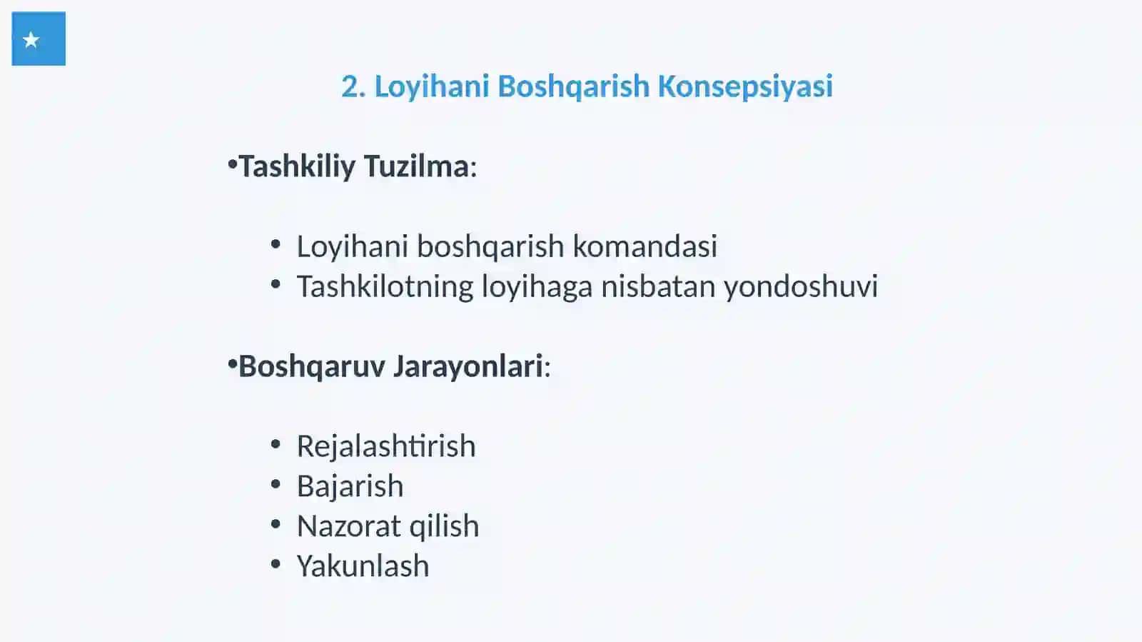 Loyihani boshqarish asoslari 2