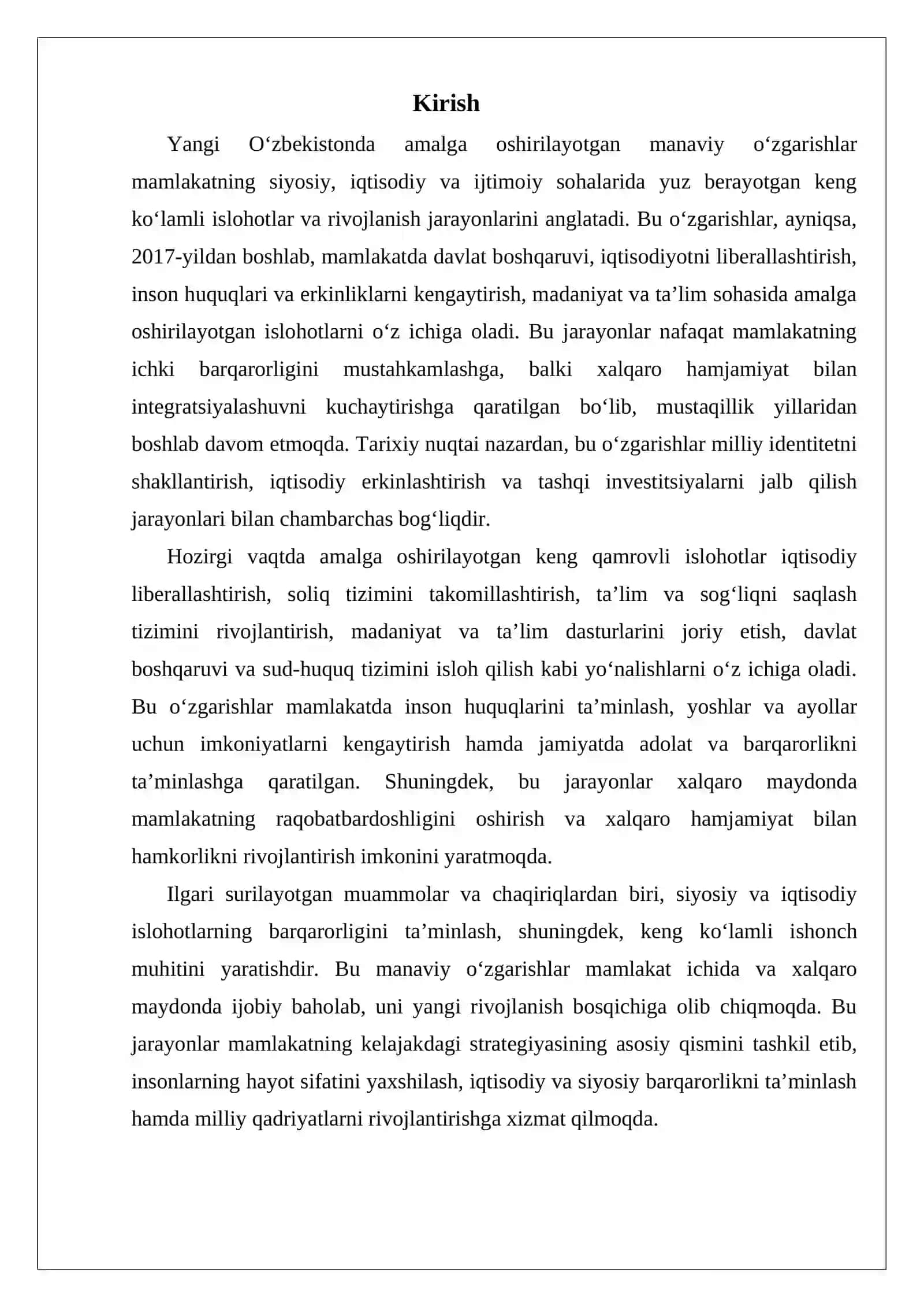 Yangi Oʻzbekistonda amalga oshirilayotgan manaviy oʻzgarishlar 2