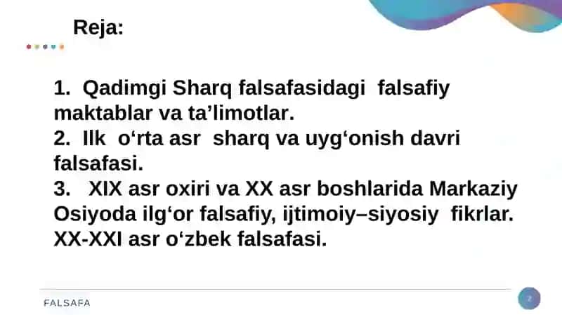 Falsafiy  tafakkur  taraqqiyoti bosqichlari. Sharq falsafasi 2