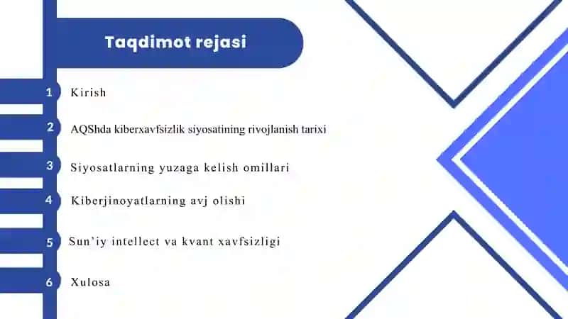 Kiberxavfsizlik siyosati. AQSH yondashuvi 2
