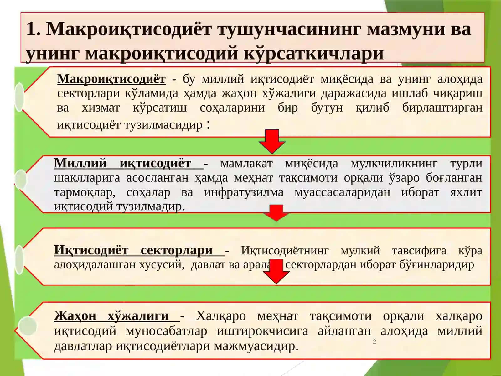 Макроиқтисодиёт тушунчасининг мазмуни ва унинг макроиқтисодий кўрсаткичлари 2
