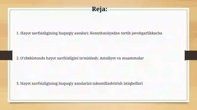 Hayot faoliyati xavfsizligi huquqiy asoslari 2