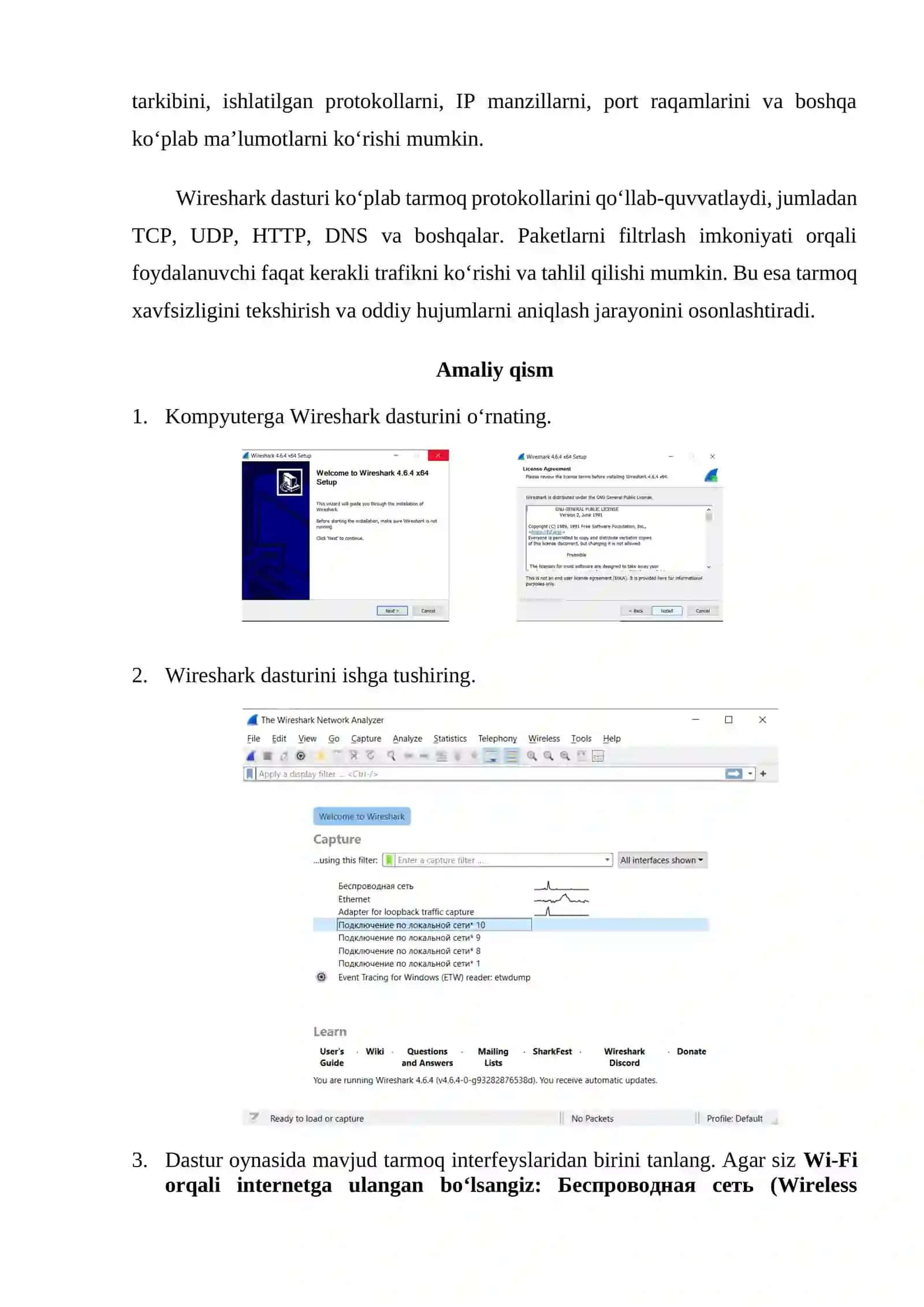 Tarmoq trafikini kuzatish va oddiy hujumlarni aniqlash (Wireshark bilan ishlash) 2