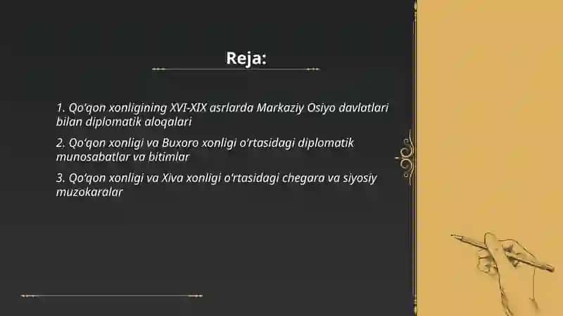 XVI-XIX asrlarda Qoʻqon xonligining diplomatik aloqalari 2