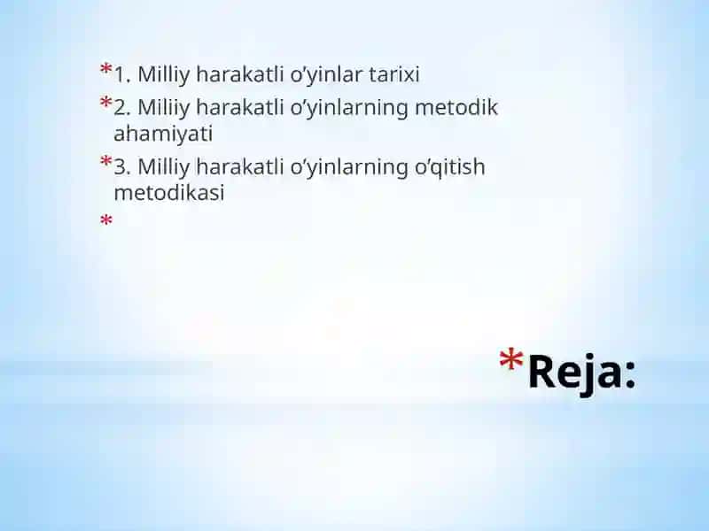 Milliy harakatli o’yinlar o’qitish metodikasi fani 2