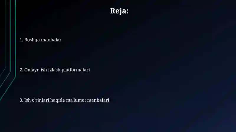 Ish o'rinlari bo'yicha ma'lumotlar bilan tanishish manbalari 2
