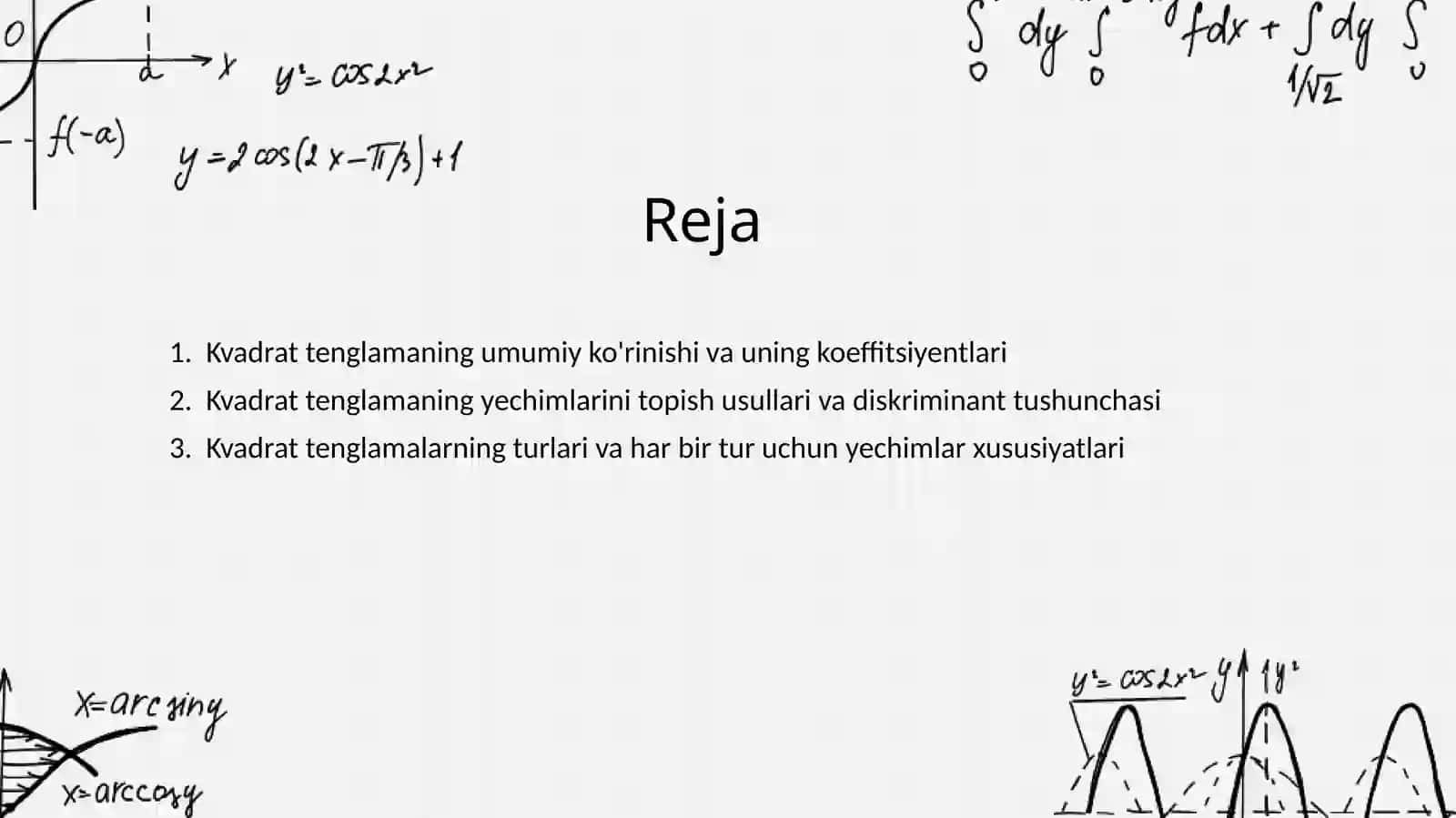 Kvadrat tenglamalar va ularning turlari 2