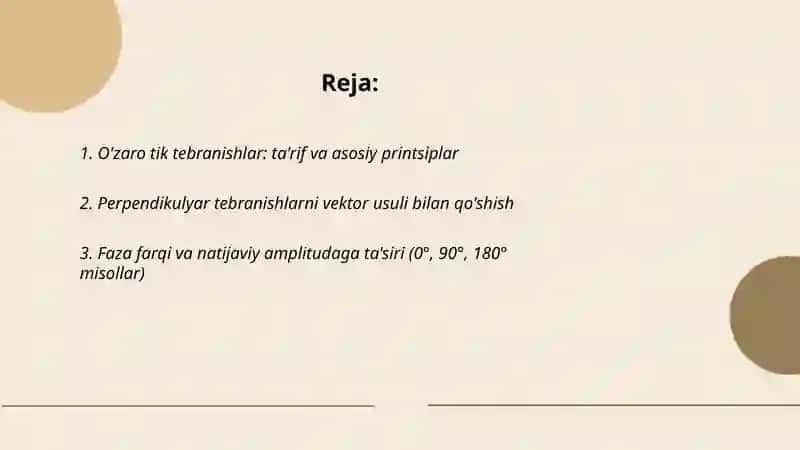 O'zaro tik tebranishlarni qòshish. Bir tomonga yo'nalgan tebranishlarni qòshish 2