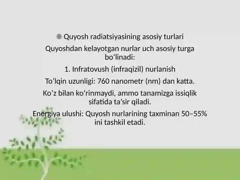 Quyosh radiatsiyasi va uning gigiyenik ahamiyati 2