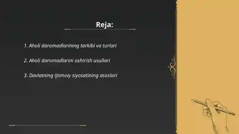 Aholi daromadlari va Davlatning ijtimoiy siyosati 2