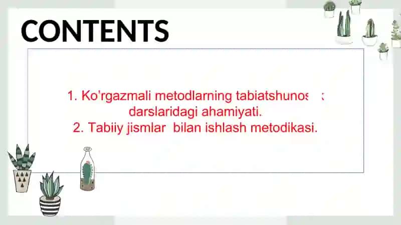 Tabiatshunoslik FANIDAN MAVZULAR BO’YICHA TABIIY MATERIALLARDAN KO’RGAZMALI QUROLLAR TAYYORLASH 2