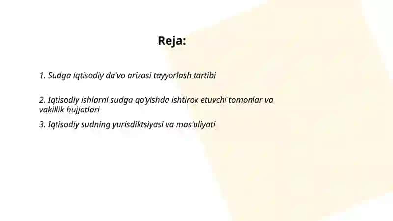 Sudda iqtisodiy ishlarni qo’g’atish 2