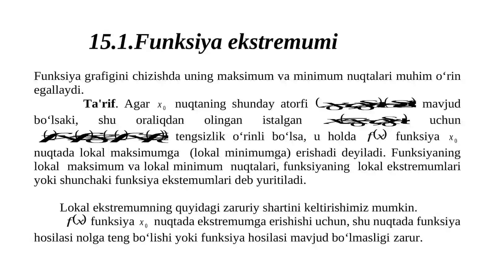 Ekstremum topish qoidalari 2