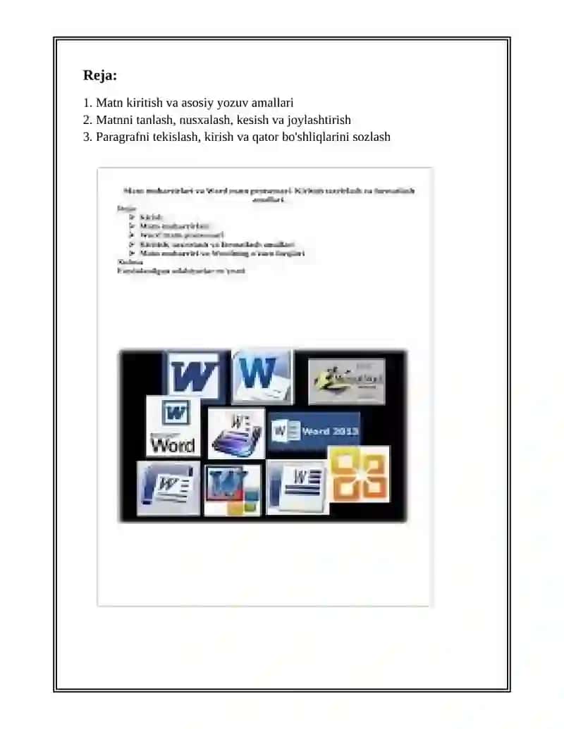 Matn muharrirlari va Word matn prosessori 2