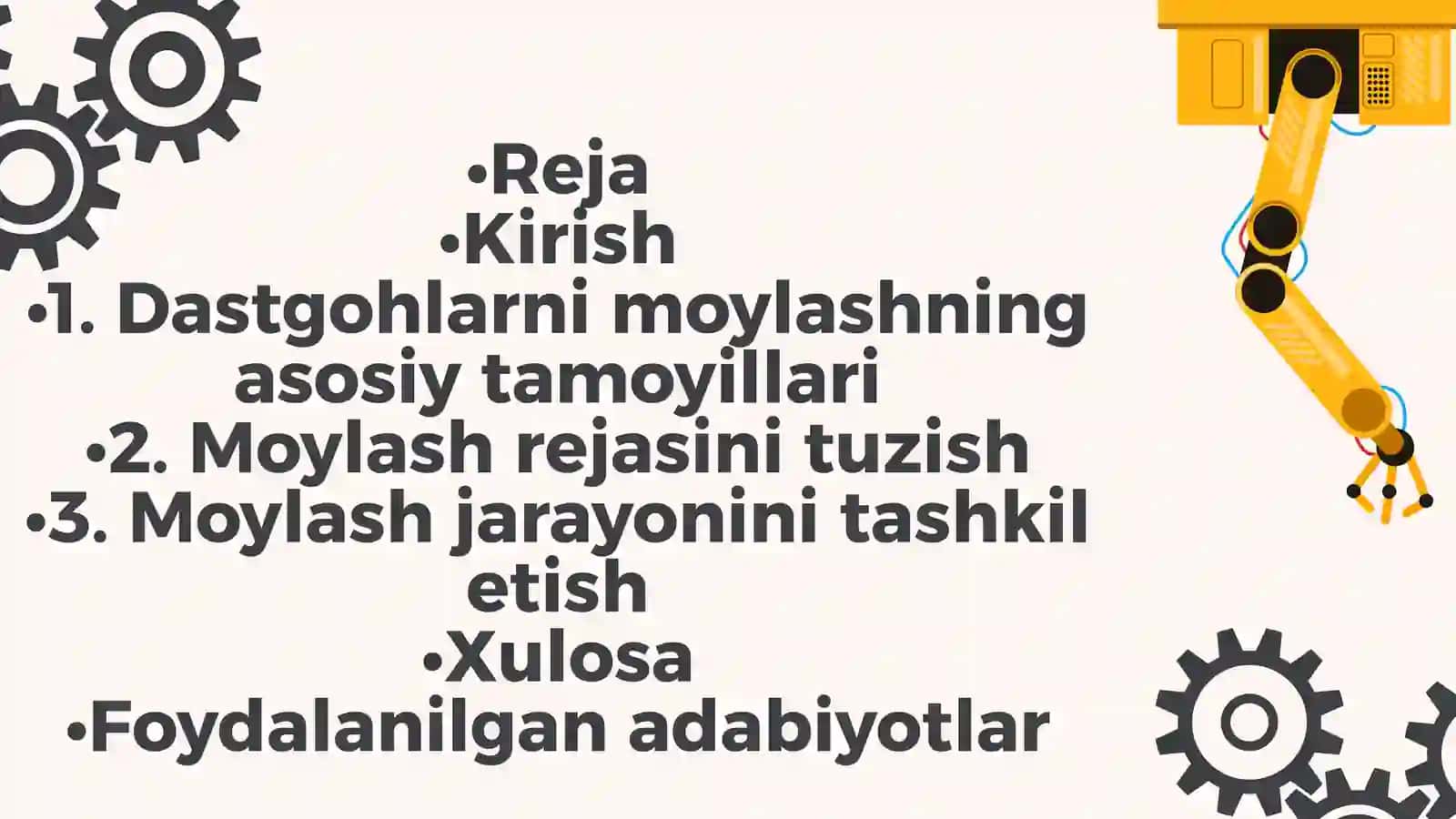 Dastgohlarni moylash 2