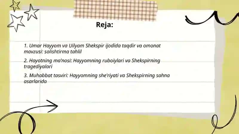 Umar Hayyom va Uilyam Shekspir ijodi 2
