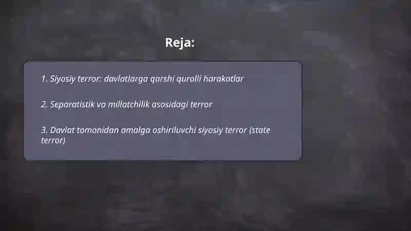 Terorizmning turlari siyosiy iqtisodiy ijtimoiy diniy 2