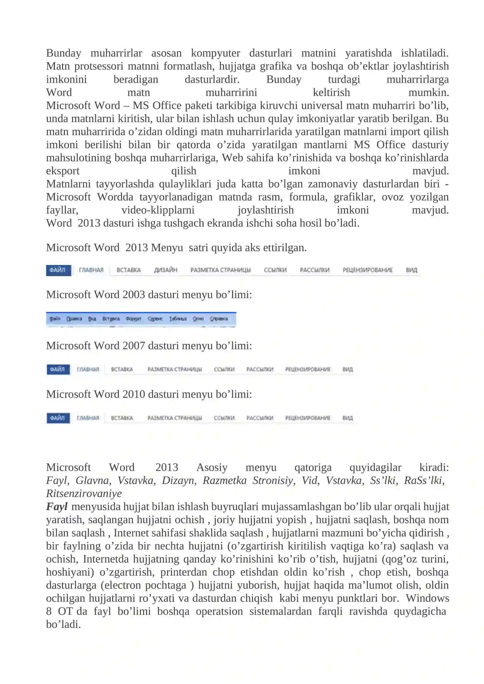 WORD 2016 MATN TAXRIRLAGICHNING “DIZAYN” MENYUSI BO’LIMLARI VA ULARNING VAZIFALARI 2