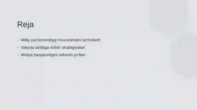 Milliy pul bozori va muvozanatiga erishish 2