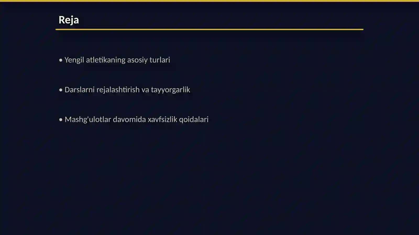 Yengil atletika darslarni tashkil etish va õtkazish 2