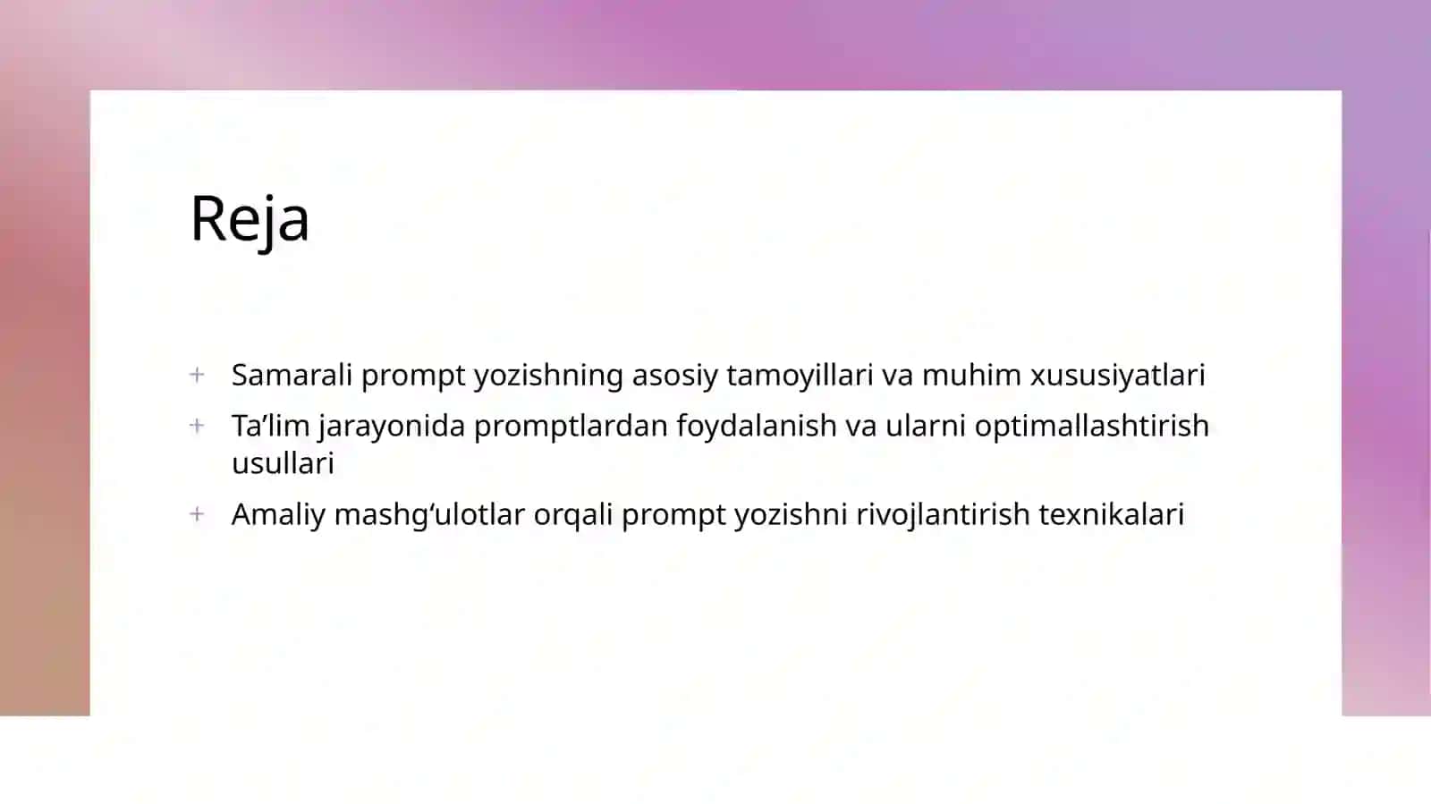 Amaliy mashg‘ulot: samarali prompt yozish 2