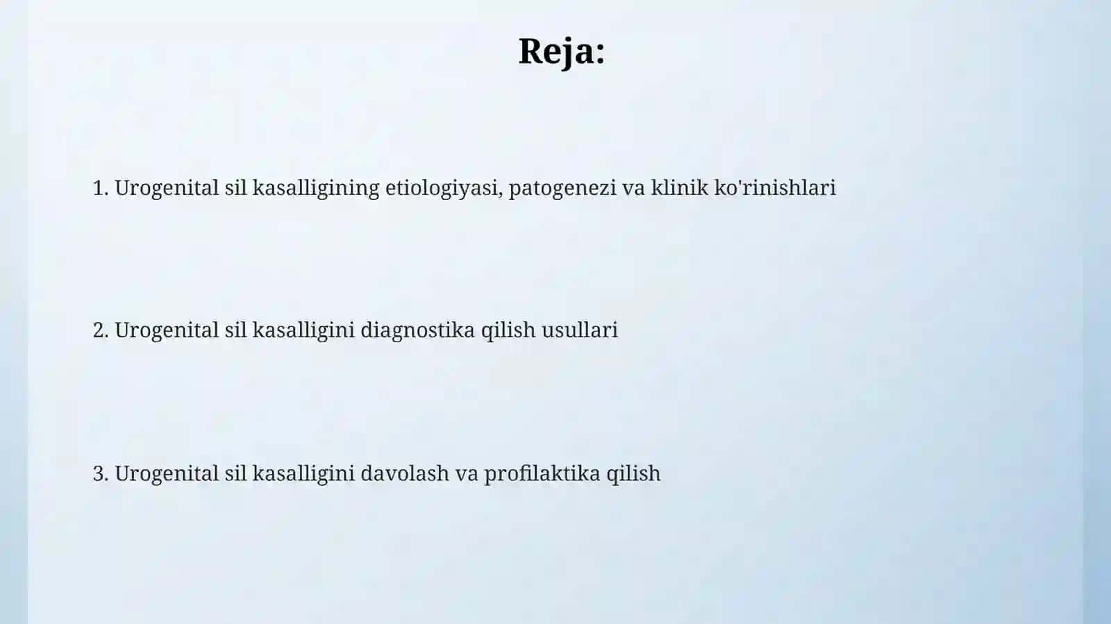 Urologiya va siydik tanosil aʼzolari sili 2