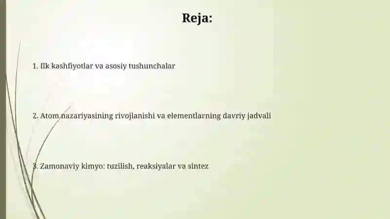 Umumiy kimyoning rivojlanishiga olimlarning qoʻshgan hissalari 2