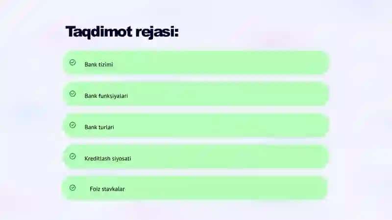 Bank tizimi taqdimot 2