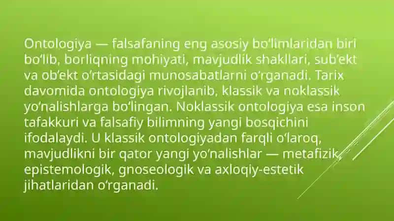 Noklassik ontologiyaning yo’nalishlari va mohiyati 2