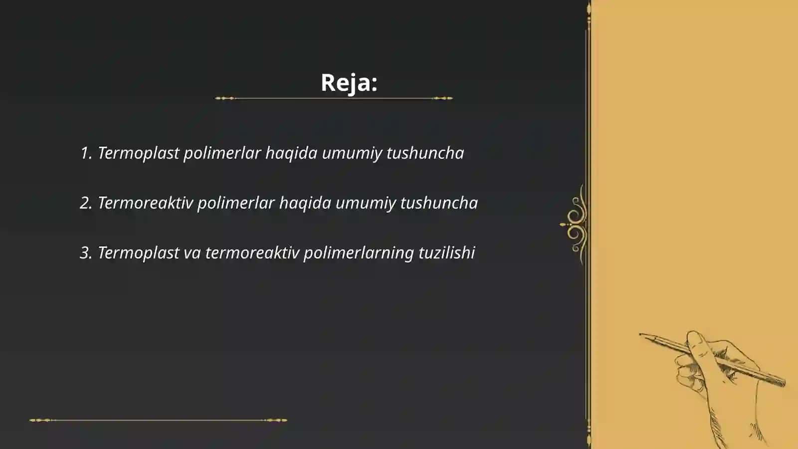 Termoplast va termoreaktiv polimerlar haqida tushuncha 2