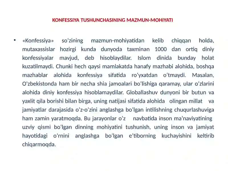 Konfessiya Tushunchasining Mazmun-Mohiyati 2