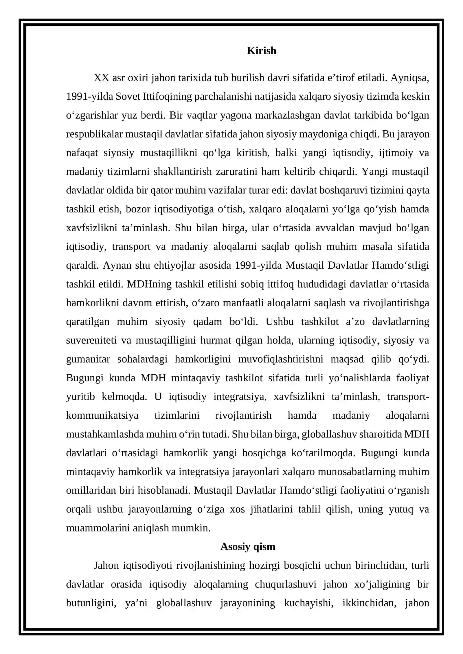 Mustaqil davlatlar hamdo‘stligi va uning faoliyati 2