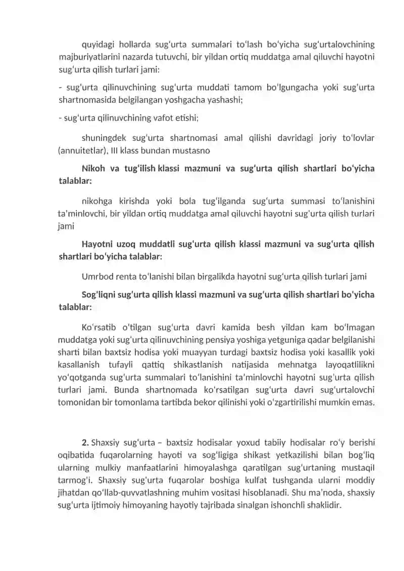 Shaxsiy Sug'urtasi 2