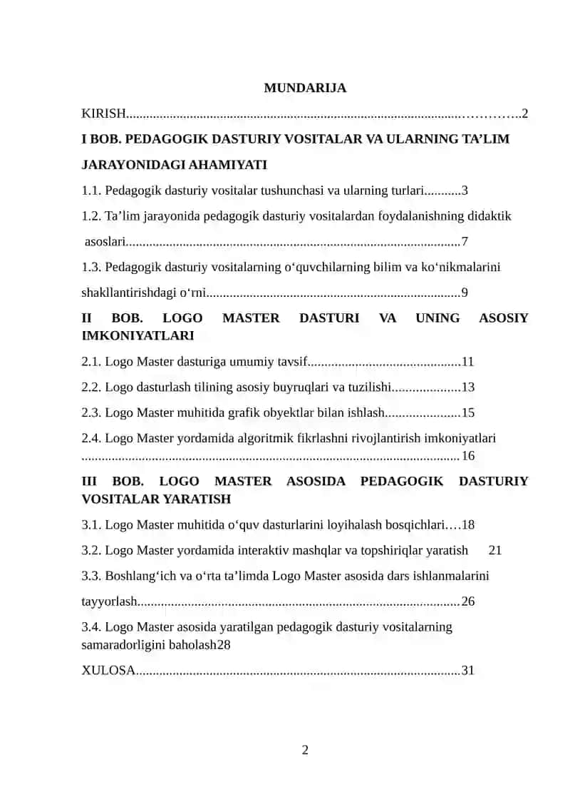 LOGO MASTER ASOSIDA PEDAGOGIK DASTURIY VOSITALAR YARATISH 2