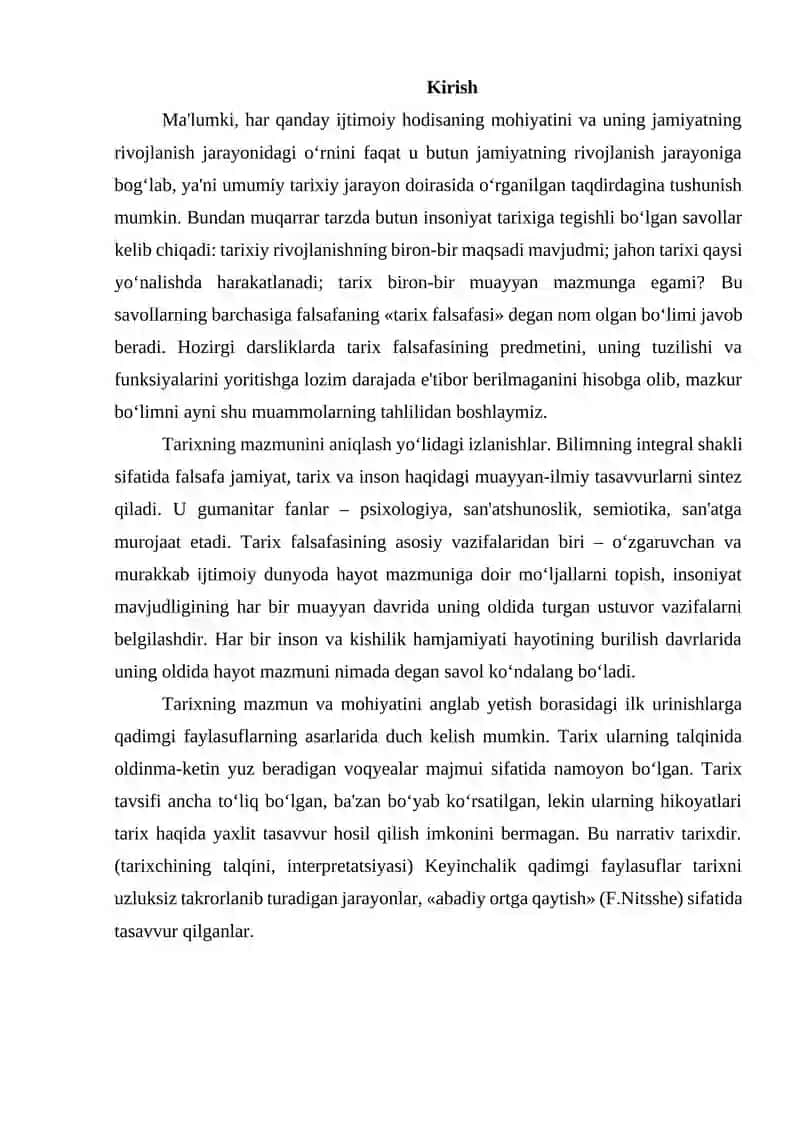 TARIX FALSAFASI VA FALSAFA TARIXI UYG'UNLIGI 2