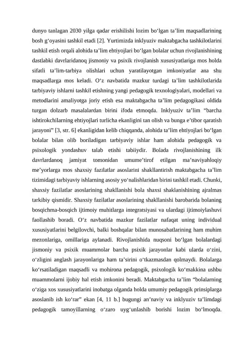 Inklyuziv ta’limga muhtoj bolalar bilan ishlash kurs ishi 2