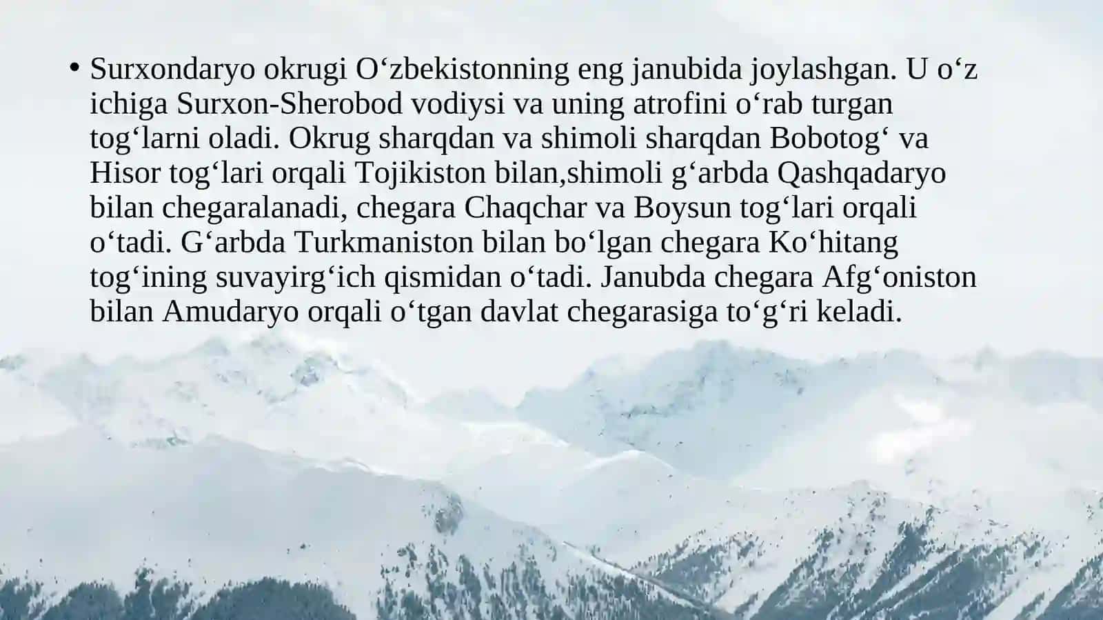 SURXONDARYO TABIIY GEOGRAFIK OKRUGI 2