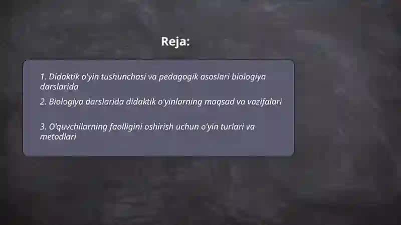 Biologiya darslarida didaktik oyin texnologiyalaridan foydalanish 2