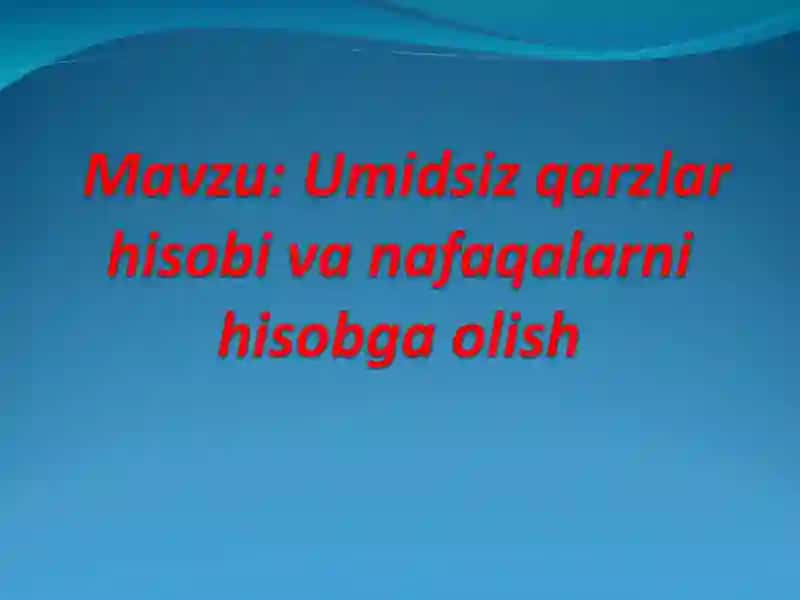 Moliyaviy hisob asoslari fanidan tayyorlagan mustaqil ish 2