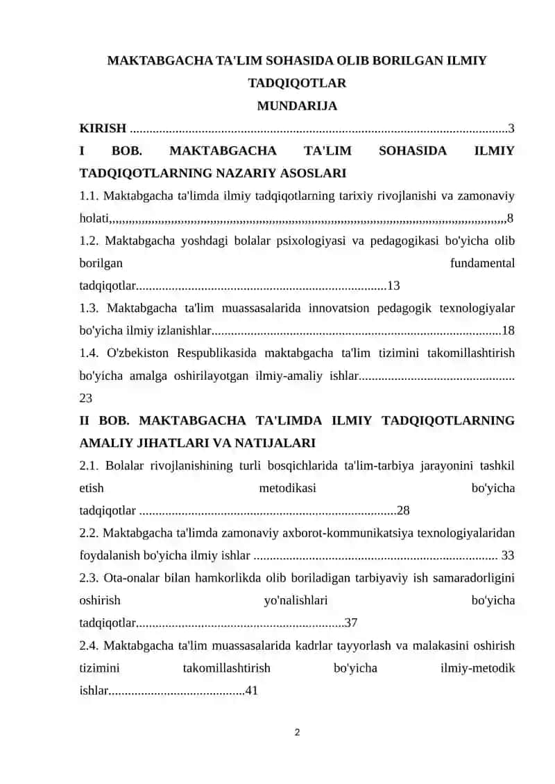 MAKTABGACHA TA'LIM SOHASIDA OLIB BORILGAN ILMIY TADQIQOTLAR 2