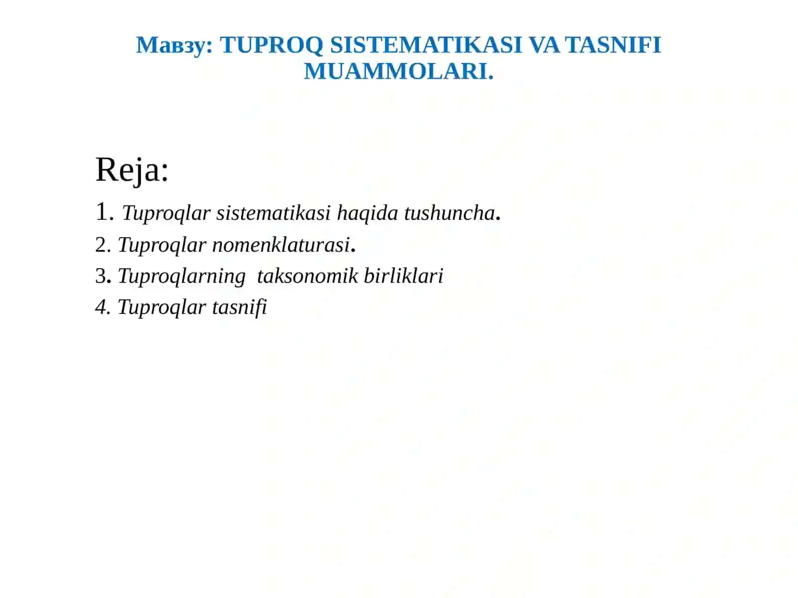 TUPROQ SISTEMATIKASI VA TASNIFI MUAMMOLARI 2