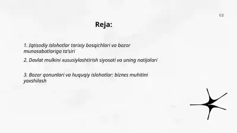 O'zbekistonda iqtisodiyot islohotlarining amalga oshirilishi bozor munosabatlarining shakillanishi 2