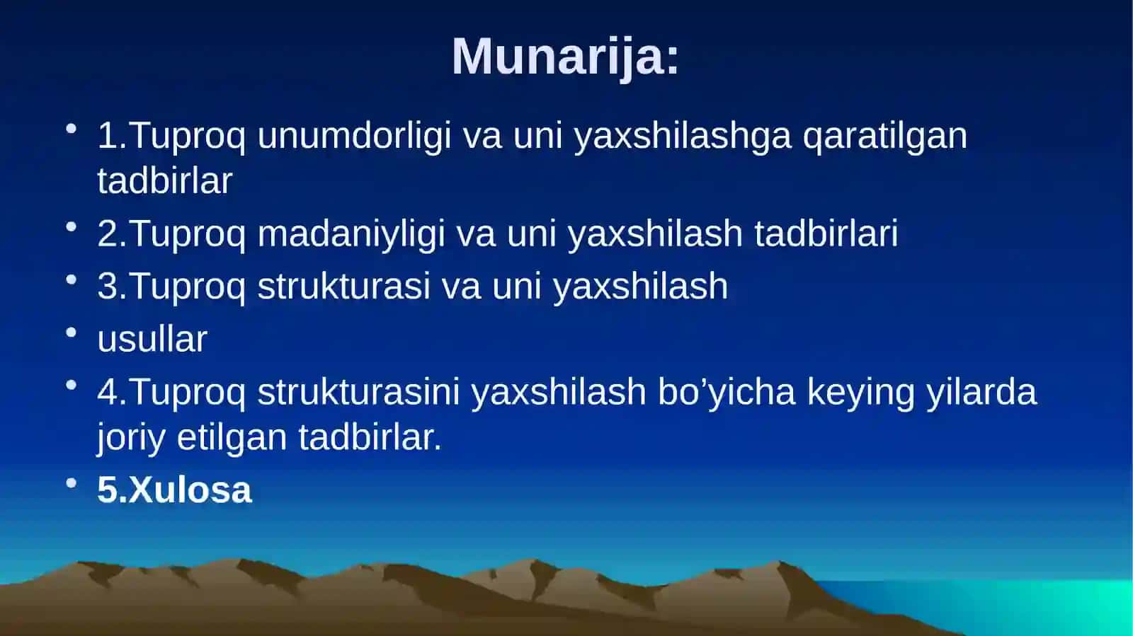Tuproq unumdorligi, madaniyligi va ularni yaxshilash usullari 2